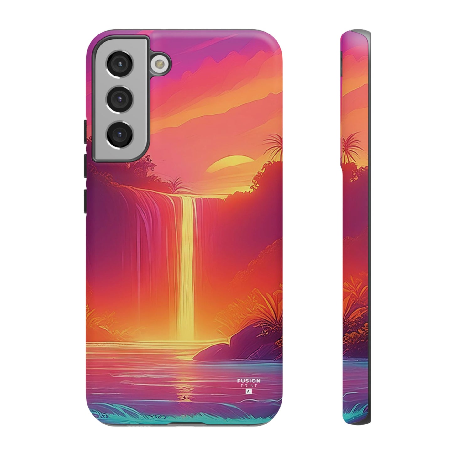 Synth-Wave Waterfall Sunrise Phone Case