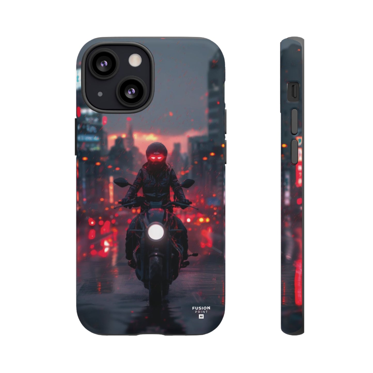 Futuristic Biker in the City Phone Case