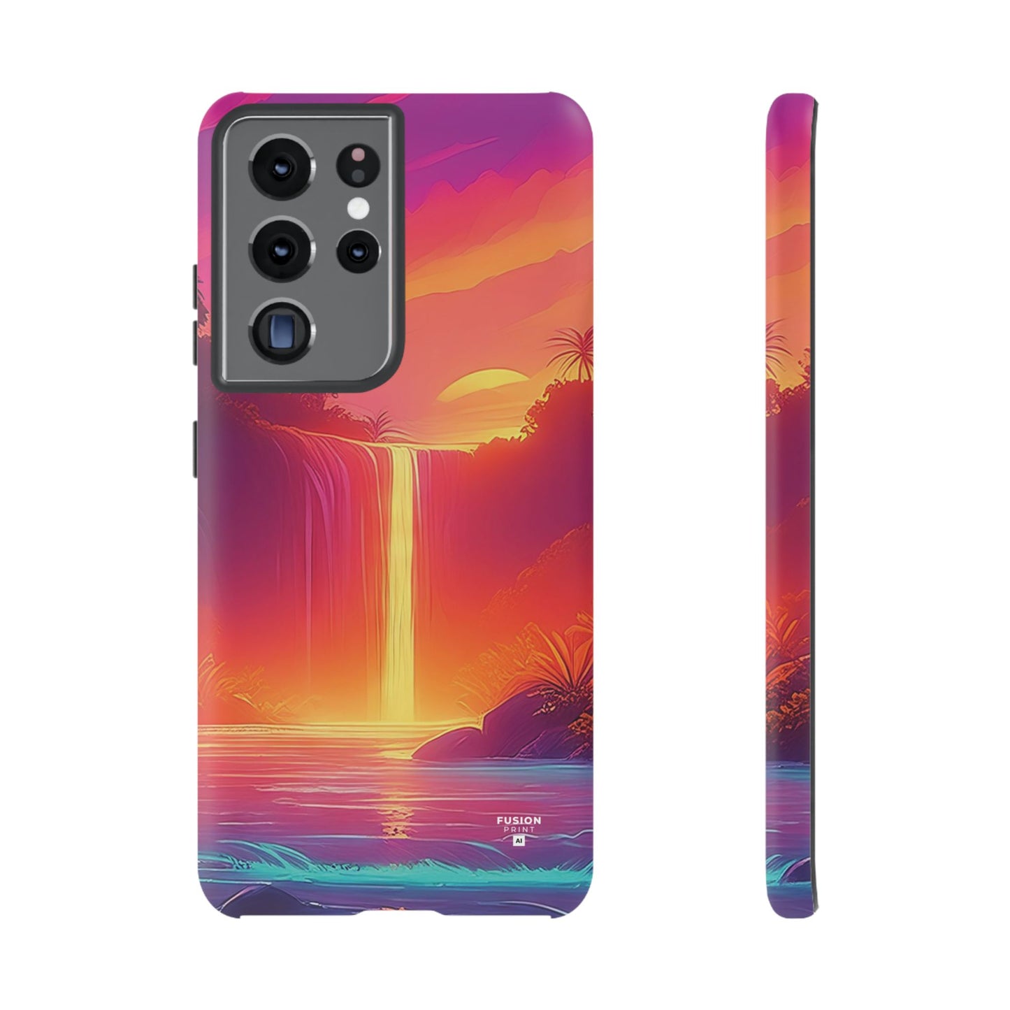 Synth-Wave Waterfall Sunrise Phone Case