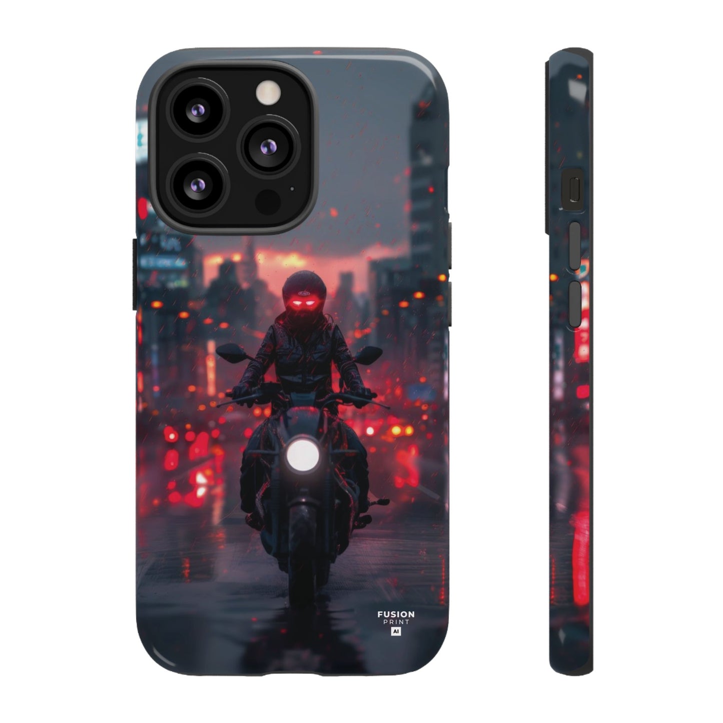 Futuristic Biker in the City Phone Case