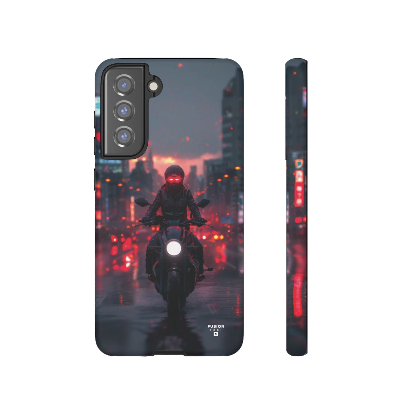 Futuristic Biker in the City Phone Case