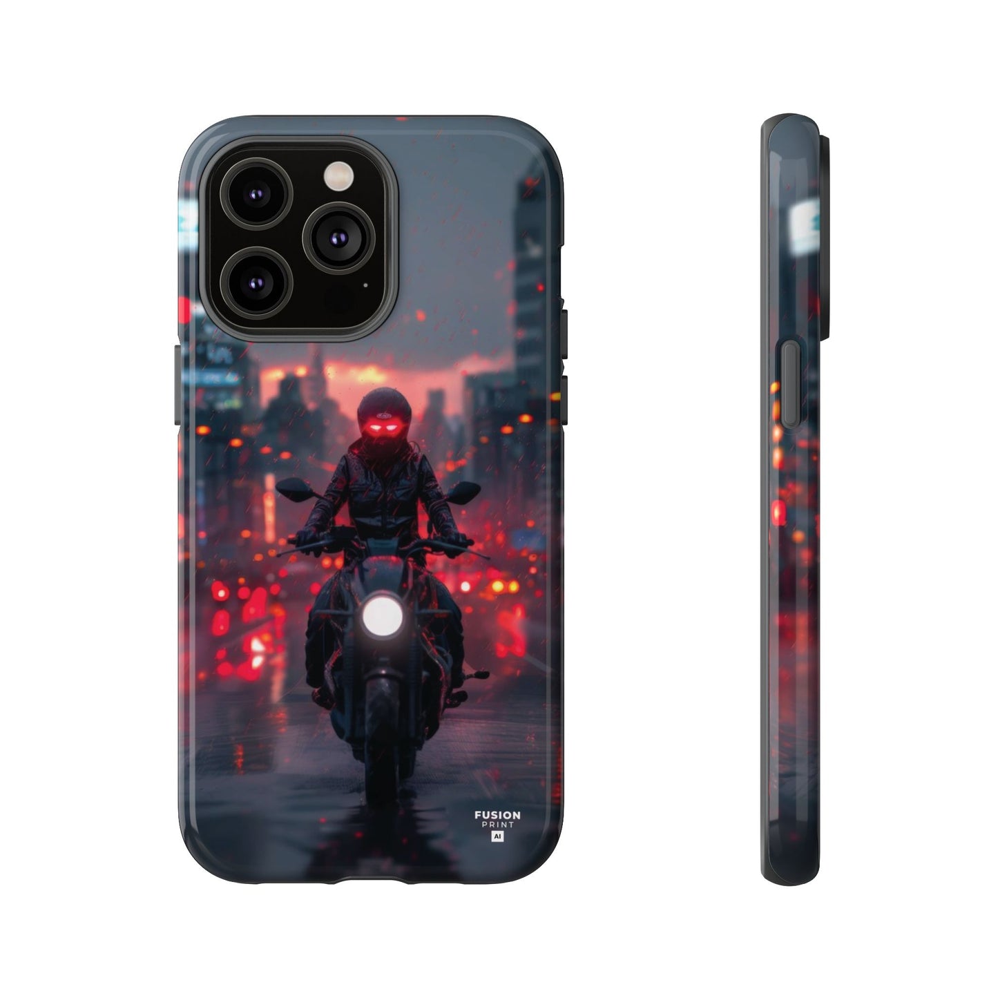 Futuristic Biker in the City Phone Case