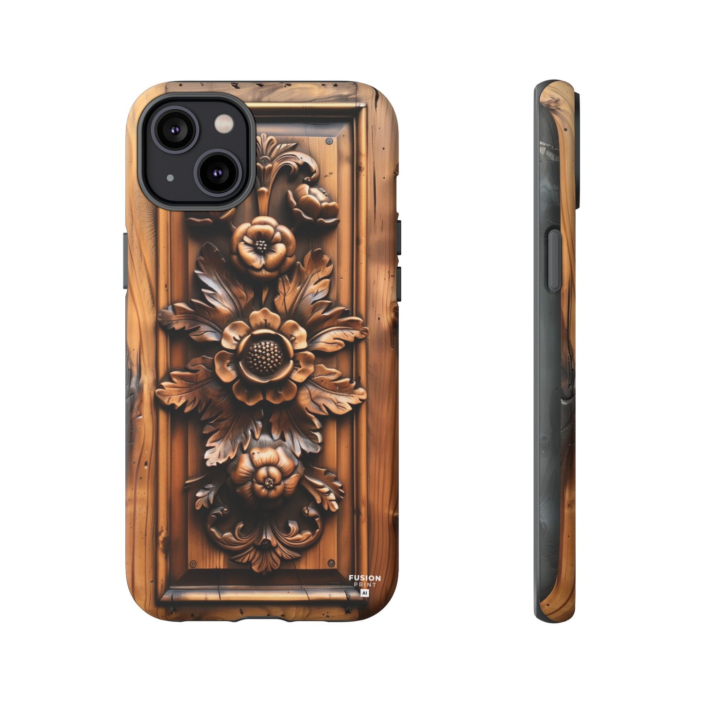 Floret Wood Carving Phone Case