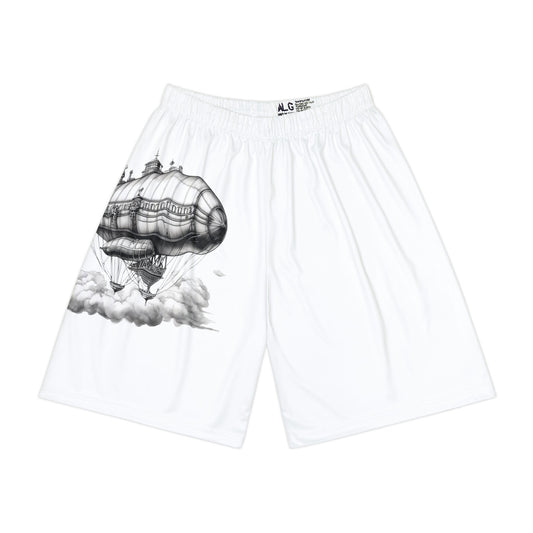 Steampunk Blimp - Men’s Sports Shorts (White)