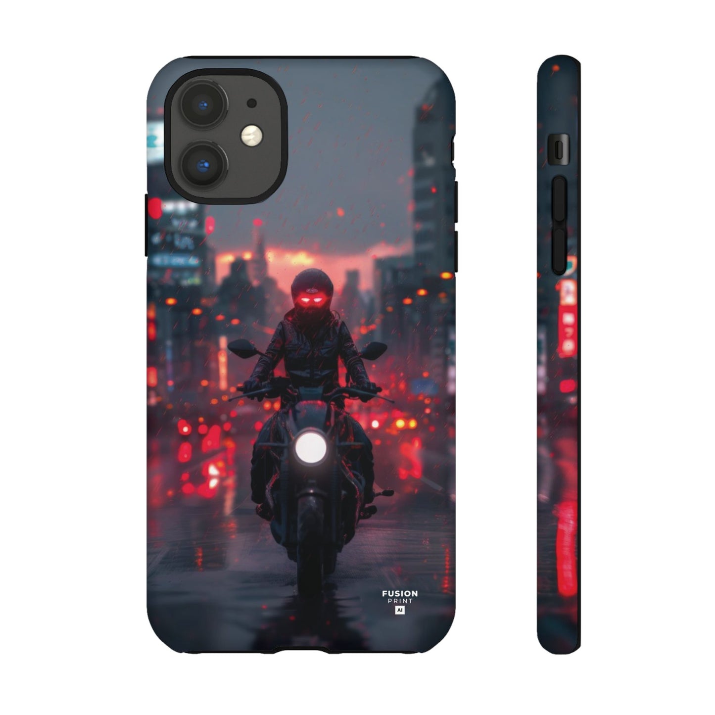 Futuristic Biker in the City Phone Case