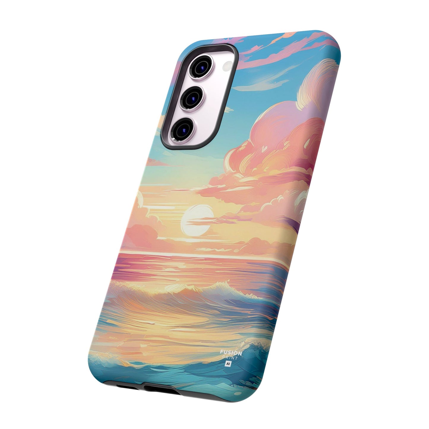 Pop Art Pastel Sky with Clouds Above the Ocean Phone Case