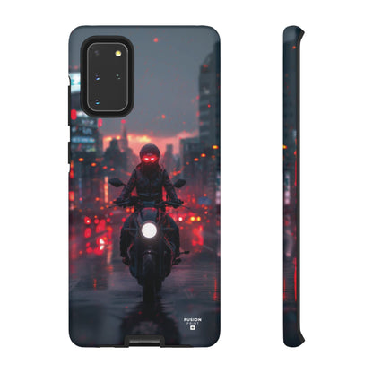 Futuristic Biker in the City Phone Case