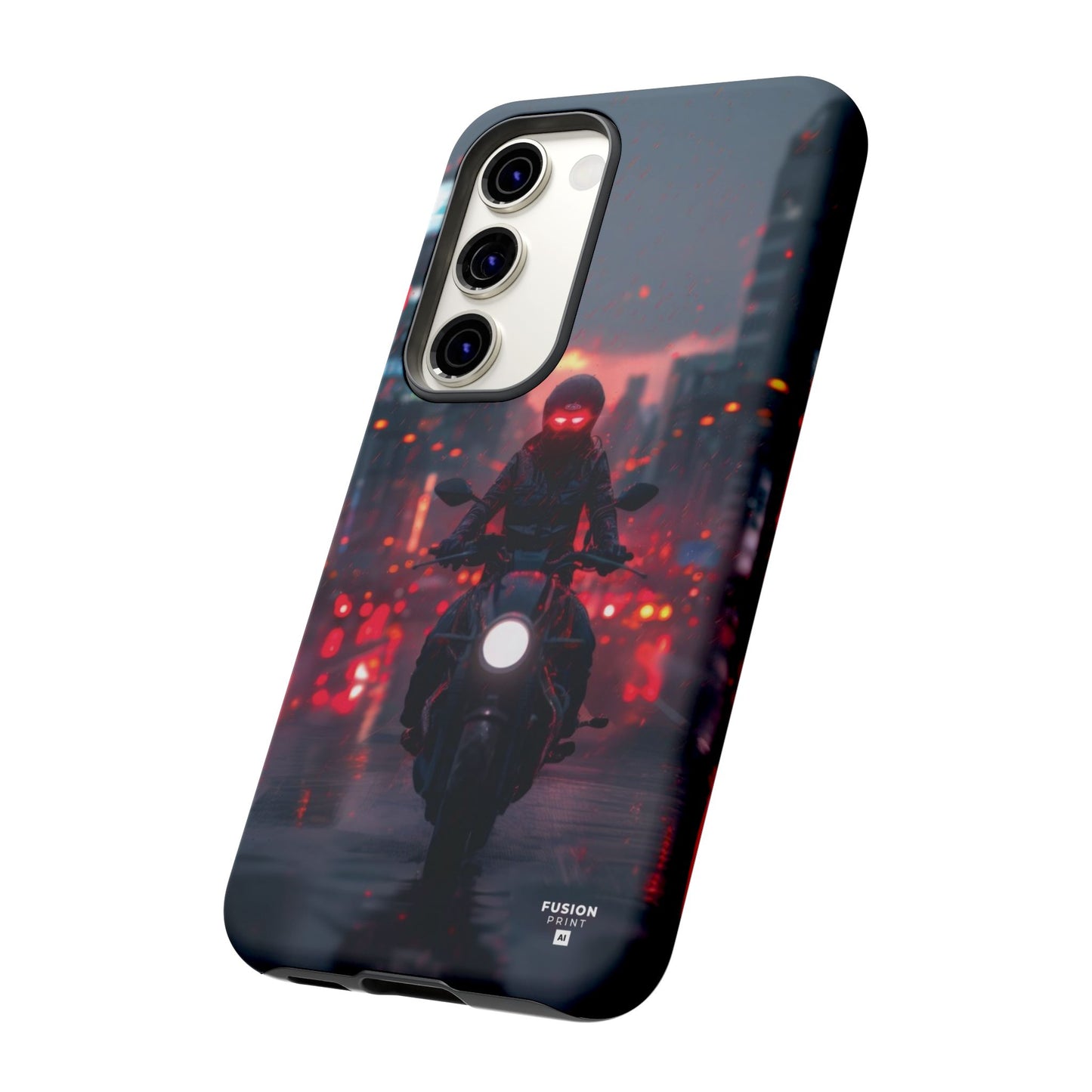 Futuristic Biker in the City Phone Case