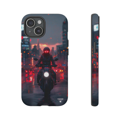 Futuristic Biker in the City Phone Case