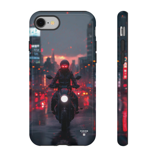 Futuristic Biker in the City Phone Case