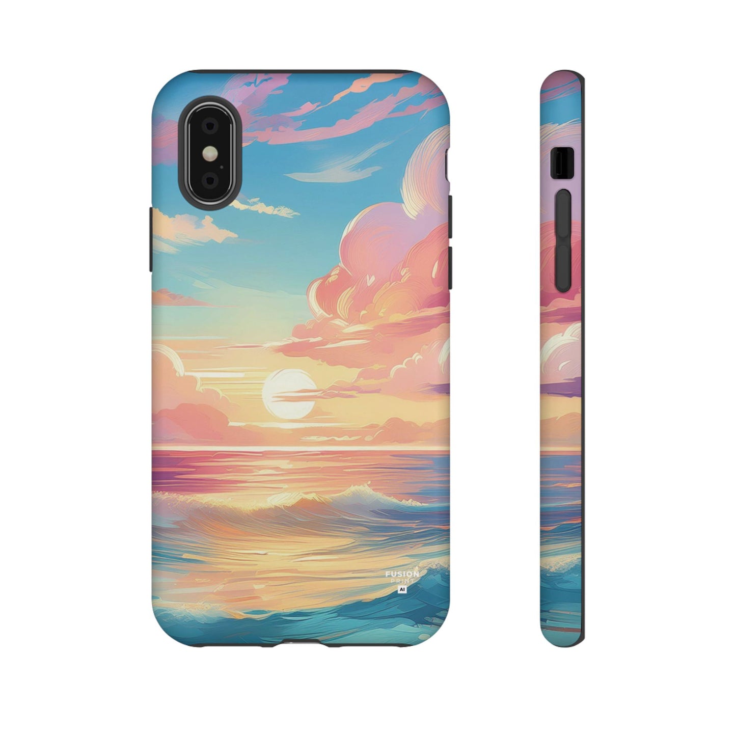 Pop Art Pastel Sky with Clouds Above the Ocean Phone Case