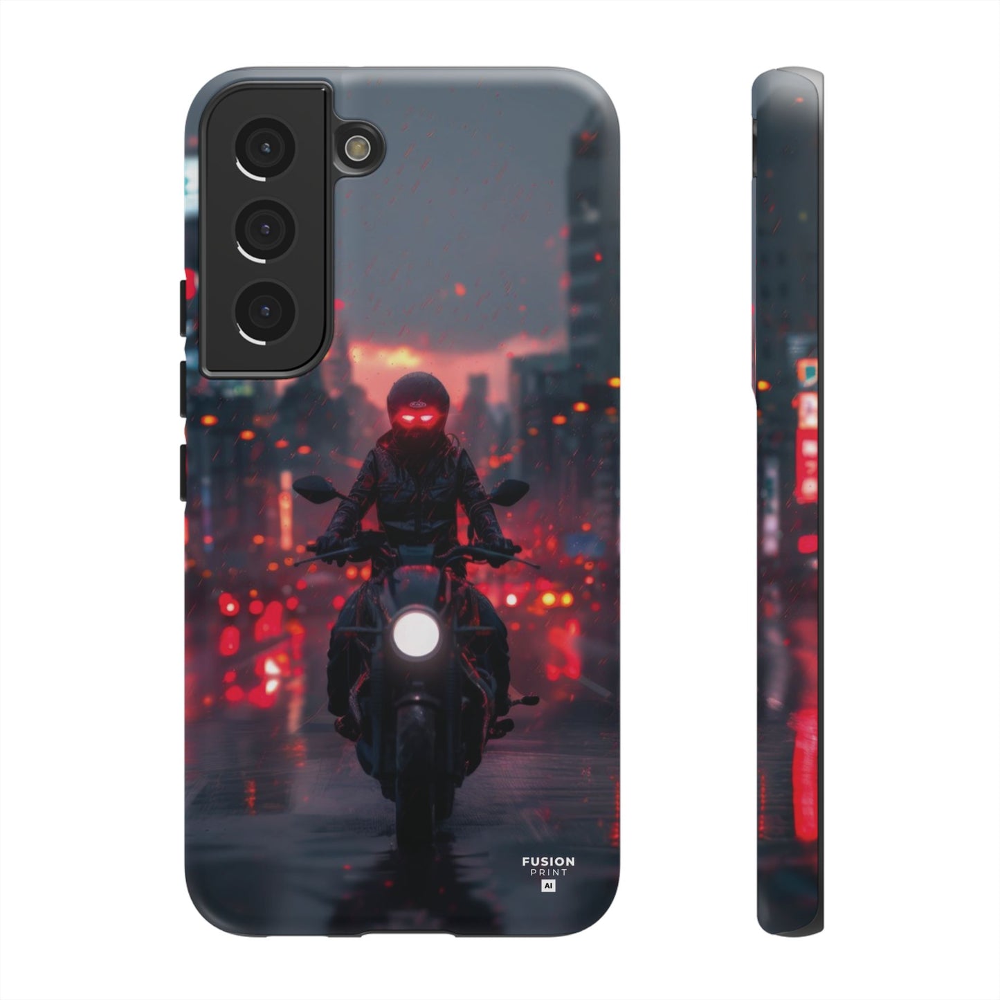 Futuristic Biker in the City Phone Case