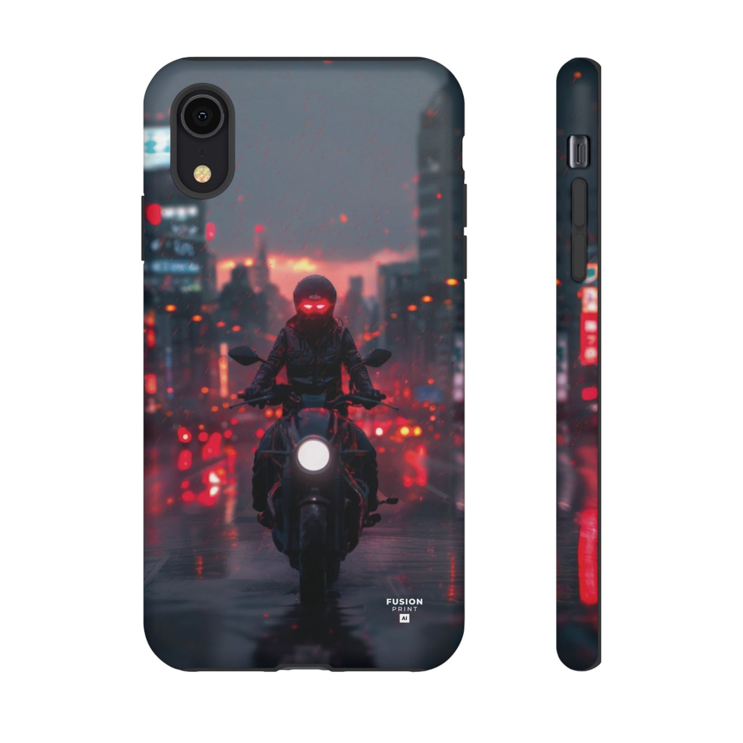 Futuristic Biker in the City Phone Case