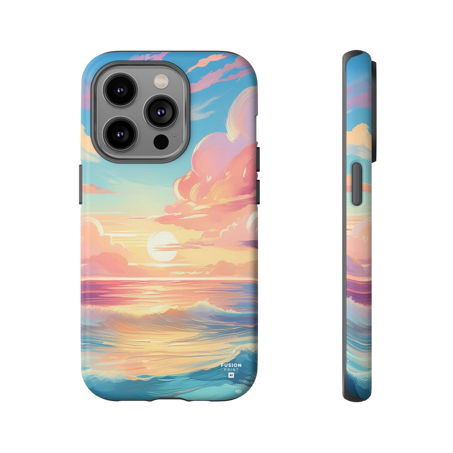 Pop Art Pastel Sky with Clouds Above the Ocean Phone Case