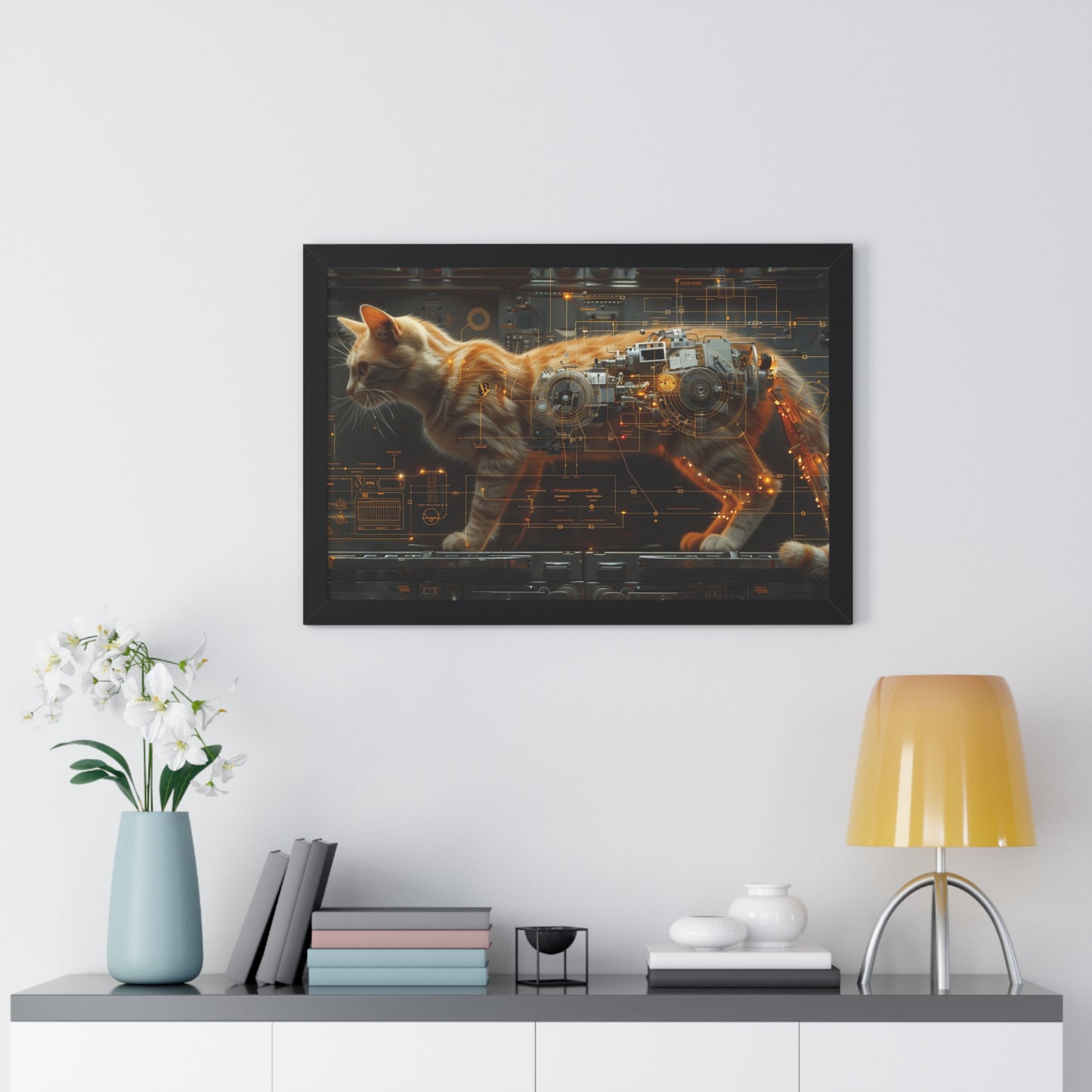 RoboCat - Framed Horizontal Poster