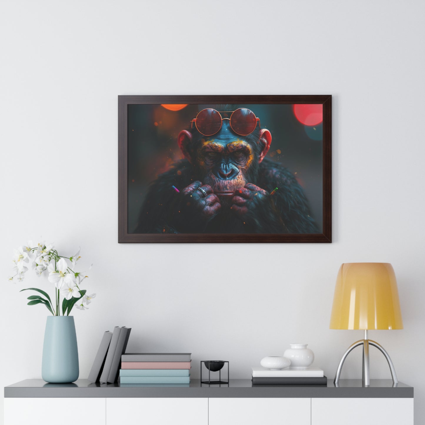 Primate with Crayon - Framed Horizontal Poster