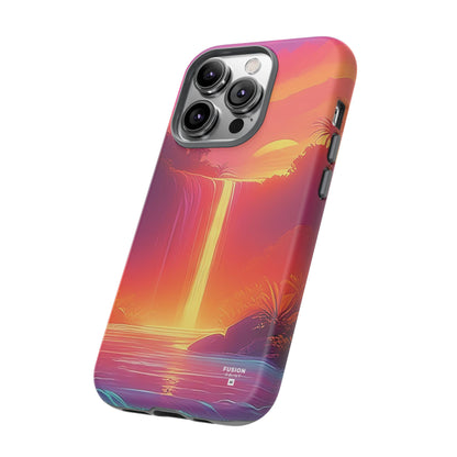 Synth-Wave Waterfall Sunrise Phone Case