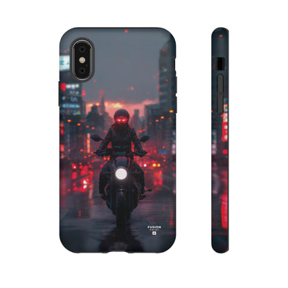 Futuristic Biker in the City Phone Case