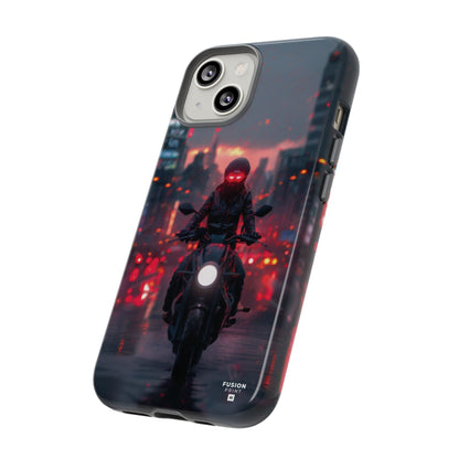 Futuristic Biker in the City Phone Case