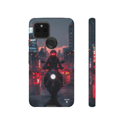 Futuristic Biker in the City Phone Case