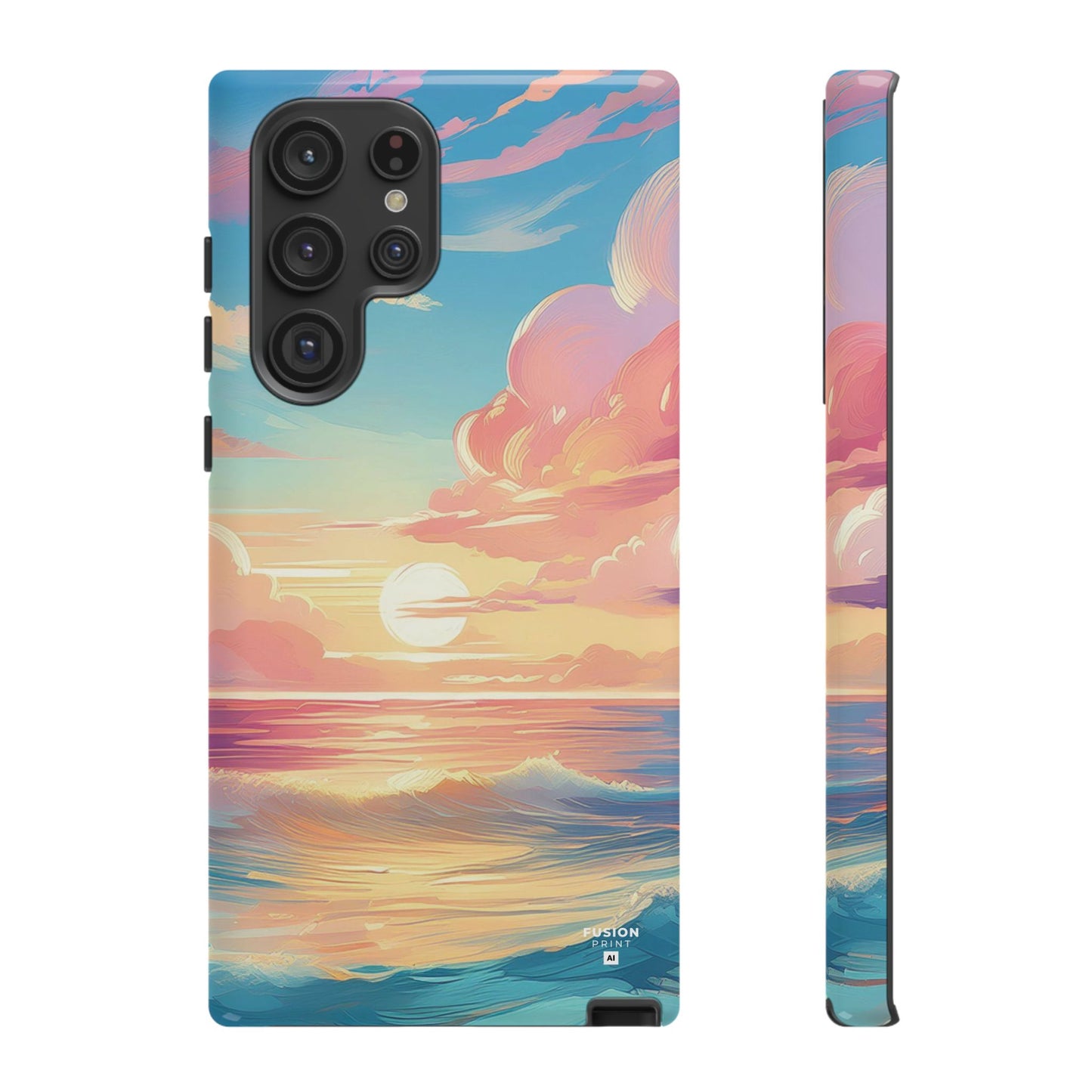 Pop Art Pastel Sky with Clouds Above the Ocean Phone Case