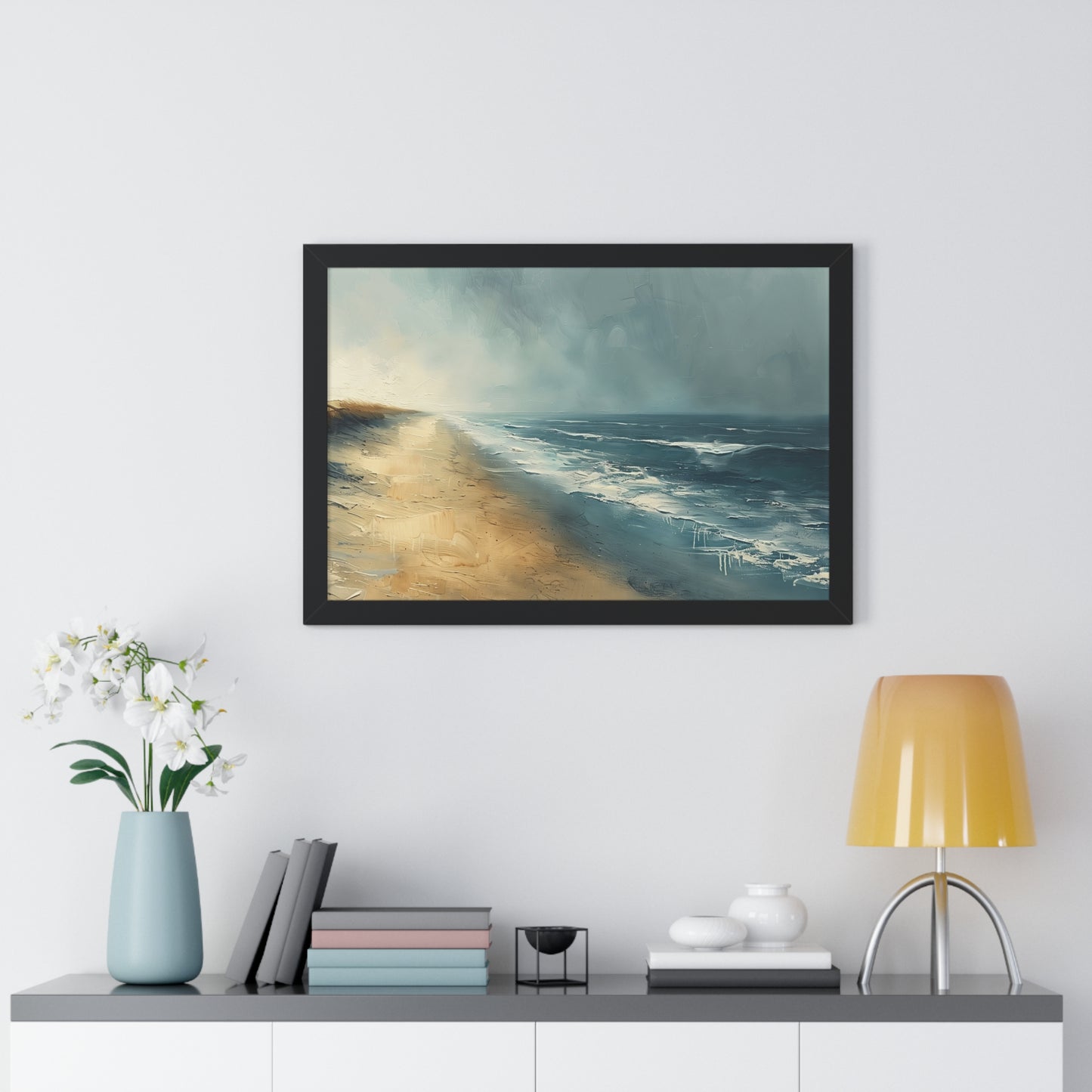 Beachfront Painting - Framed Horizontal Poster