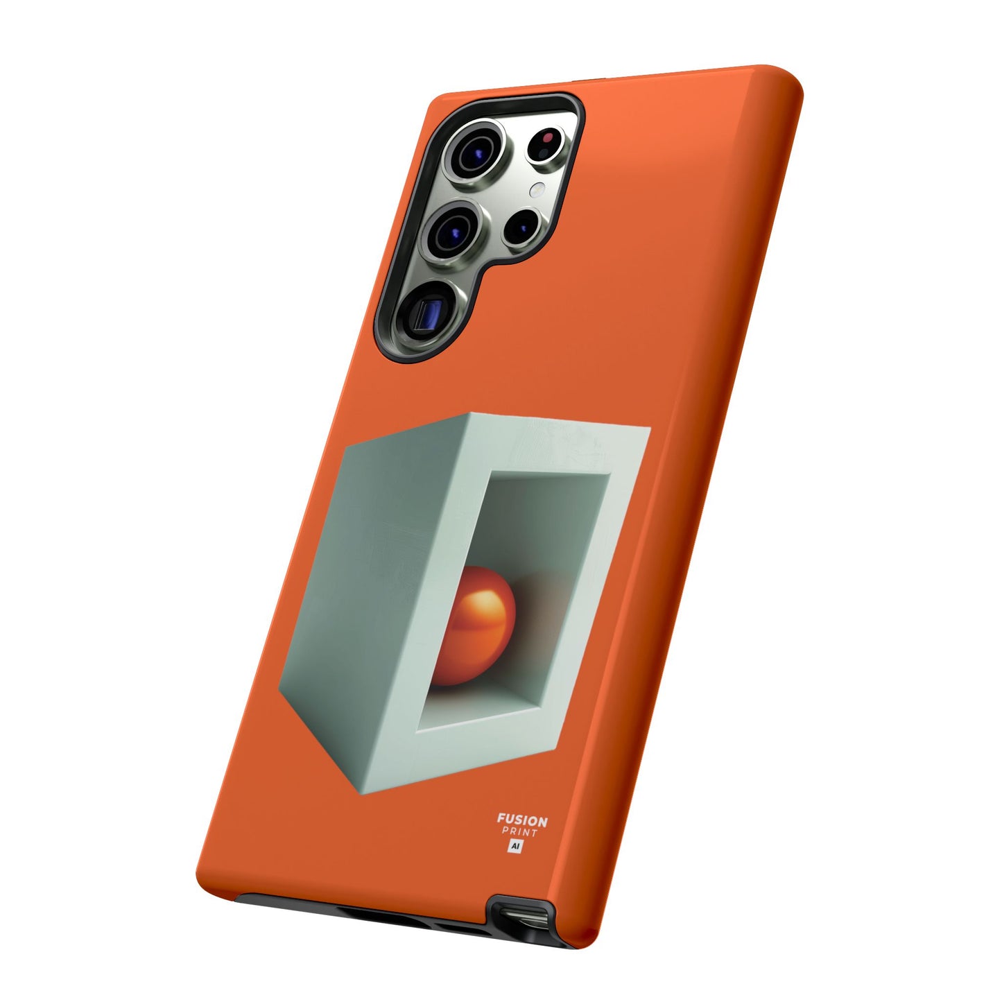 Orange Ball in a White Cube Phone Case