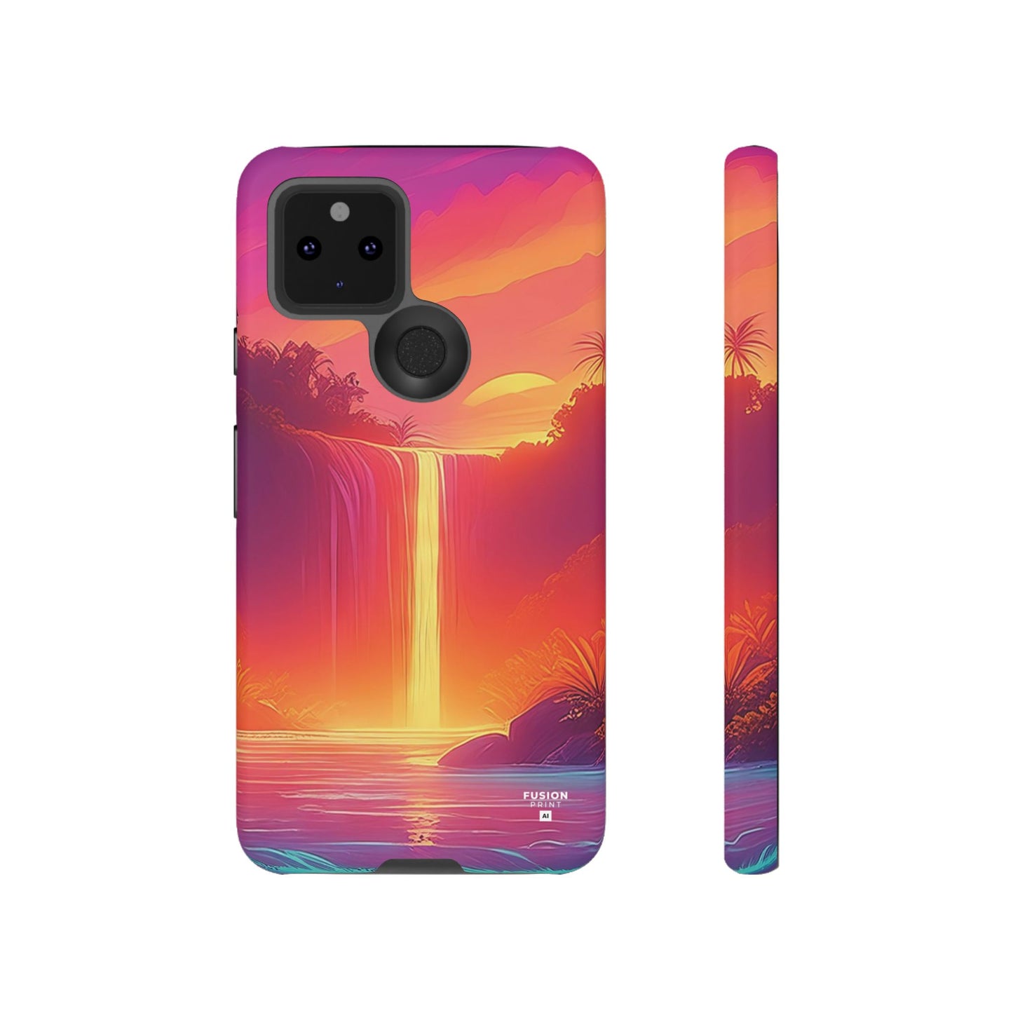 Synth-Wave Waterfall Sunrise Phone Case