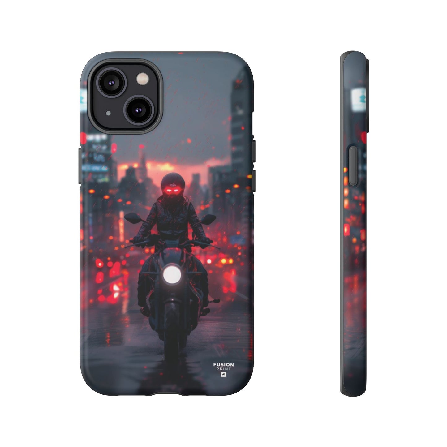 Futuristic Biker in the City Phone Case