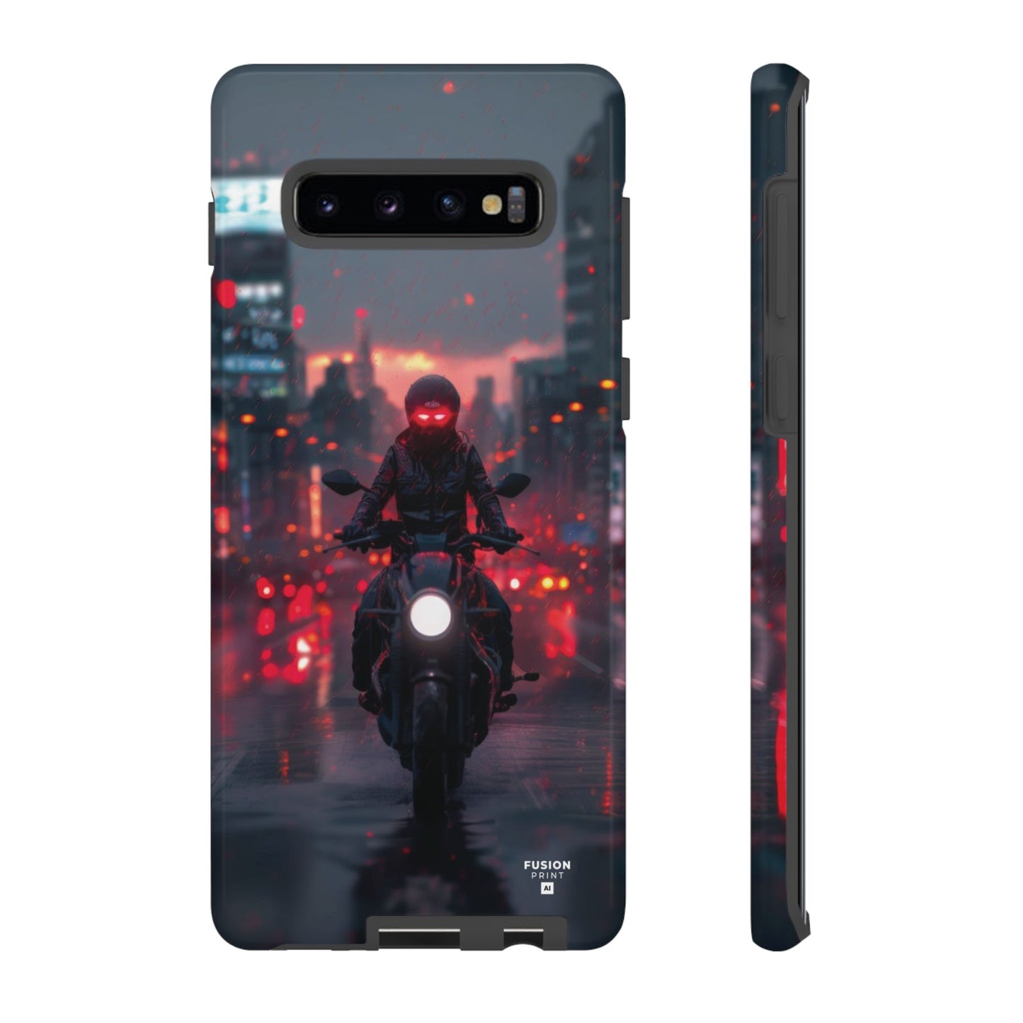 Futuristic Biker in the City Phone Case