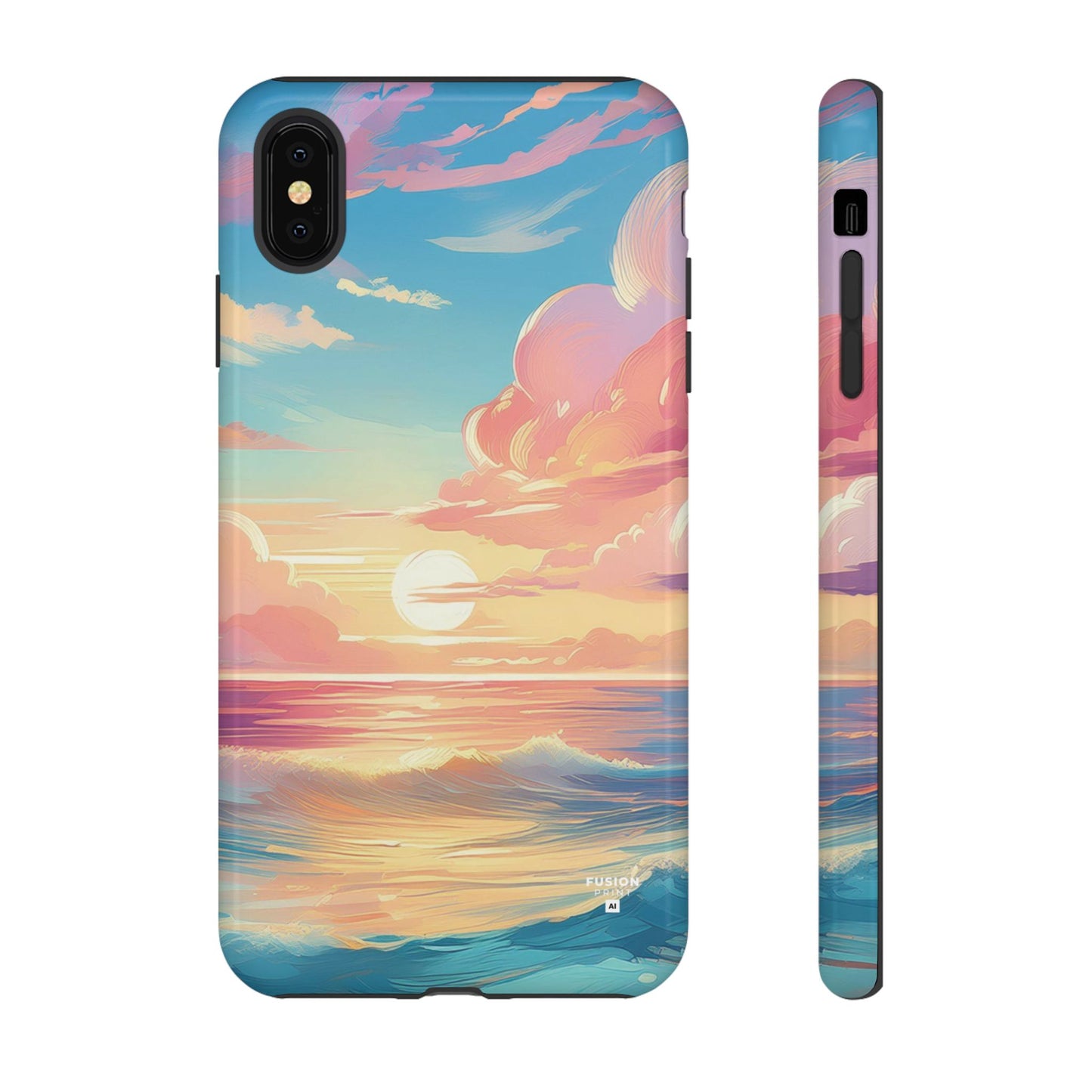 Pop Art Pastel Sky with Clouds Above the Ocean Phone Case