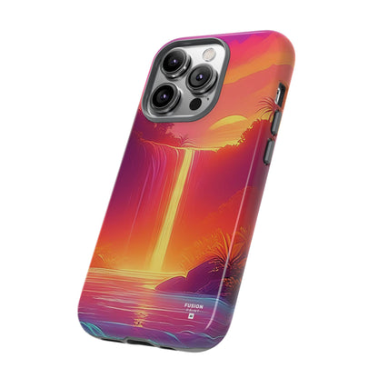 Synth-Wave Waterfall Sunrise Phone Case