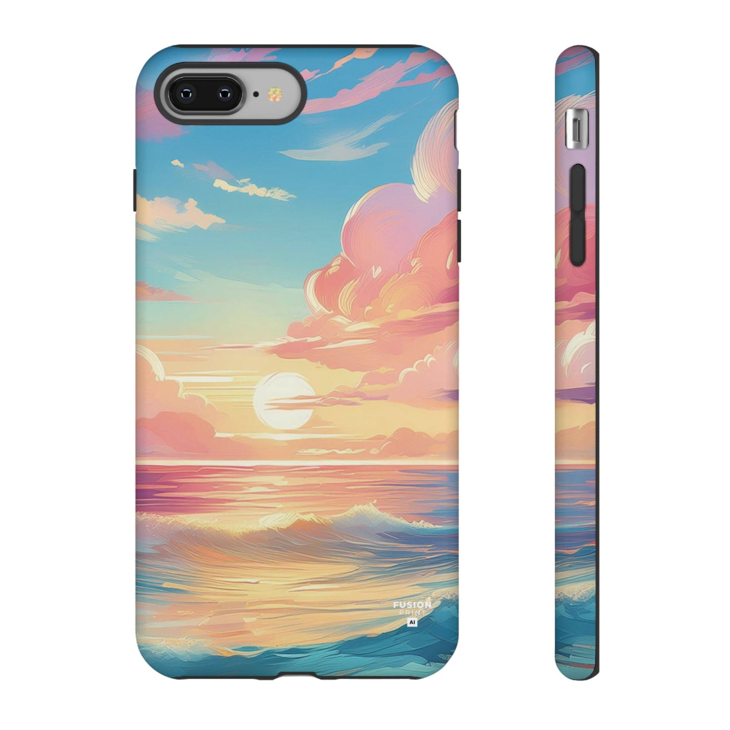 Pop Art Pastel Sky with Clouds Above the Ocean Phone Case