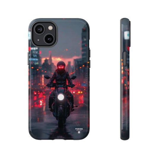 Futuristic Biker in the City Phone Case