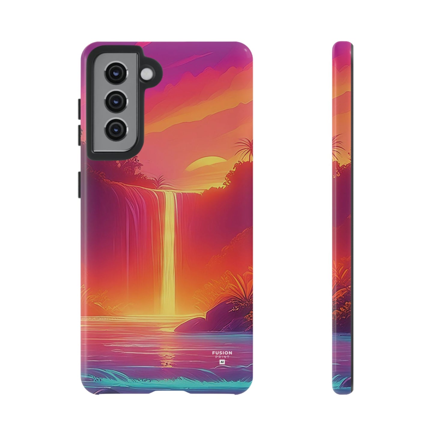 Synth-Wave Waterfall Sunrise Phone Case