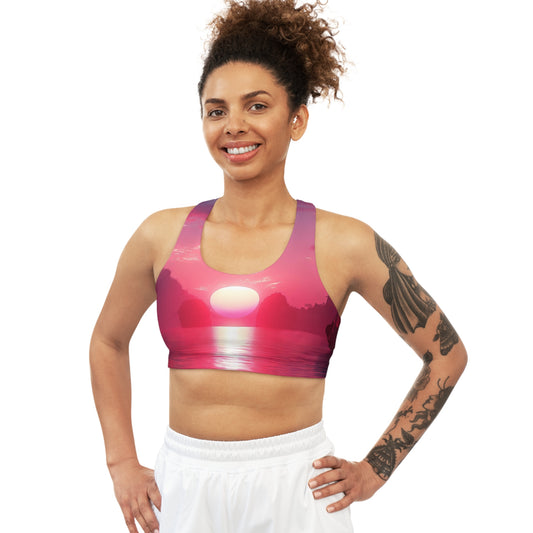 Synth-Wave Sunrise - Seamless Sports Bra