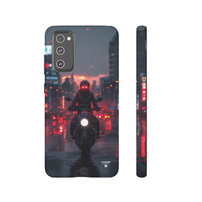 Futuristic Biker in the City Phone Case