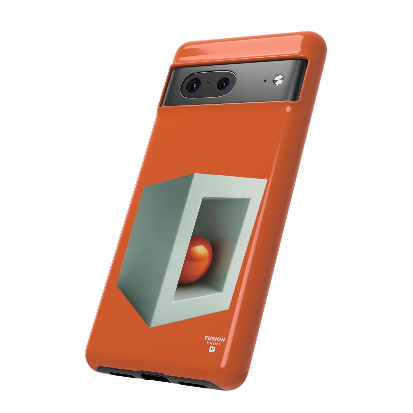 Orange Ball in a White Cube Phone Case