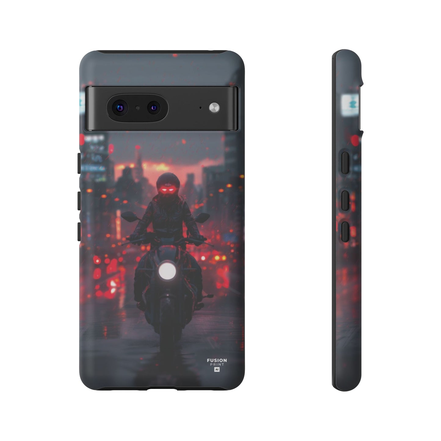 Futuristic Biker in the City Phone Case