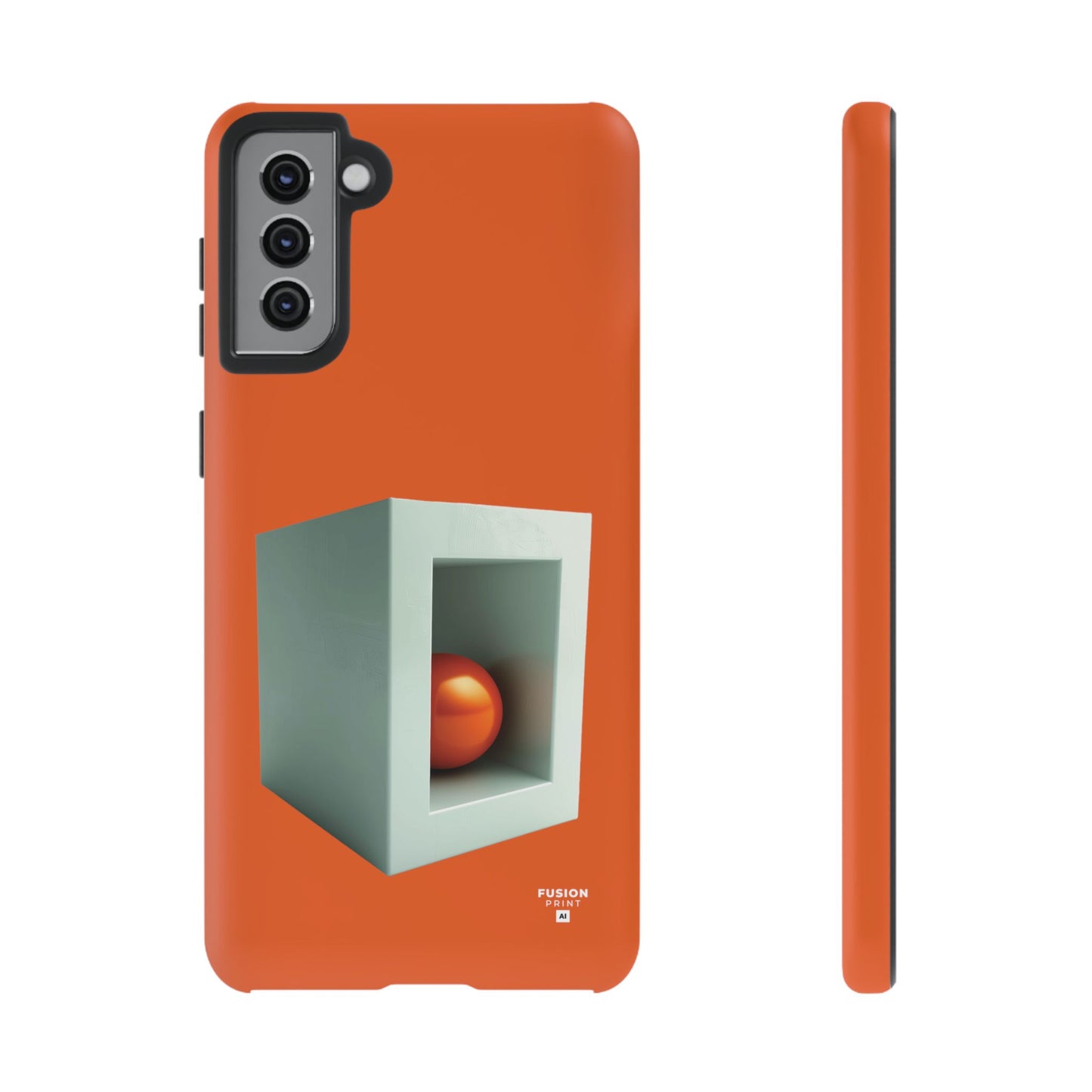 Orange Ball in a White Cube Phone Case