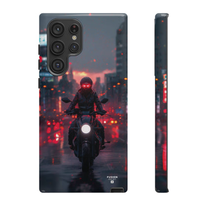 Futuristic Biker in the City Phone Case