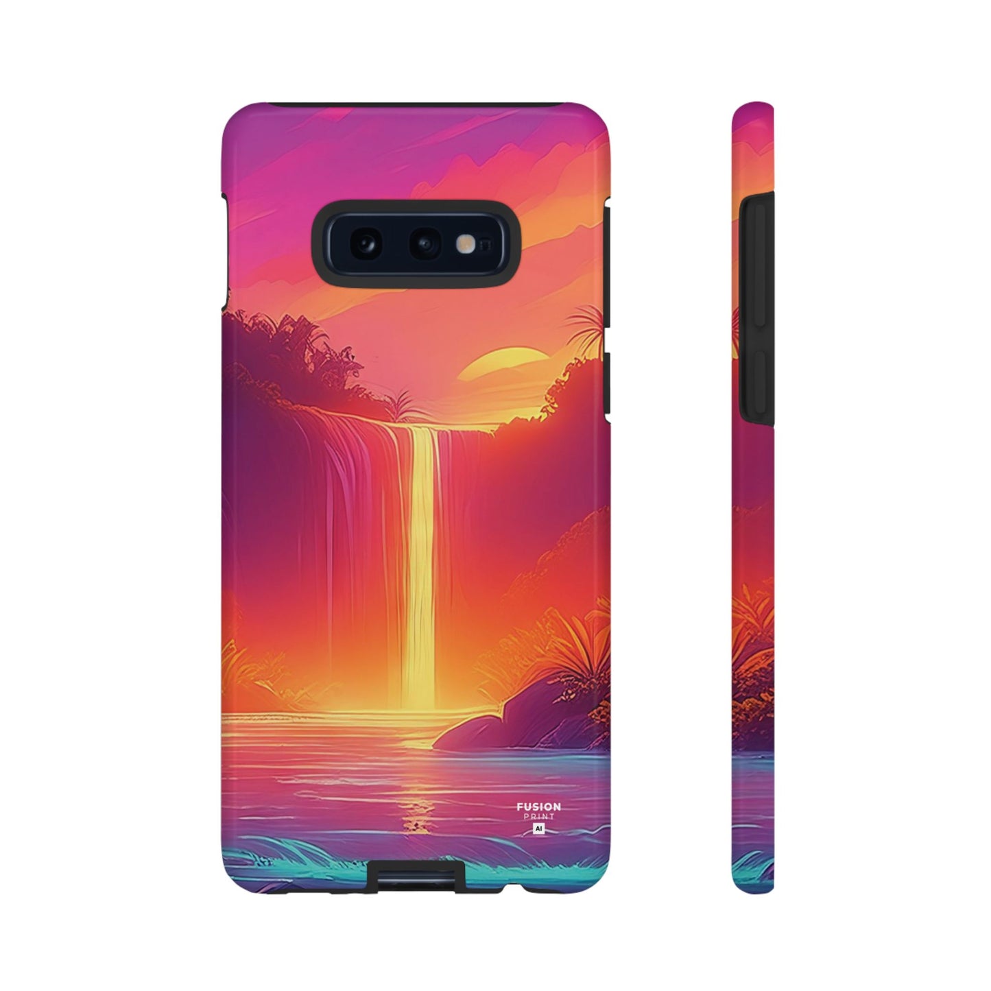 Synth-Wave Waterfall Sunrise Phone Case