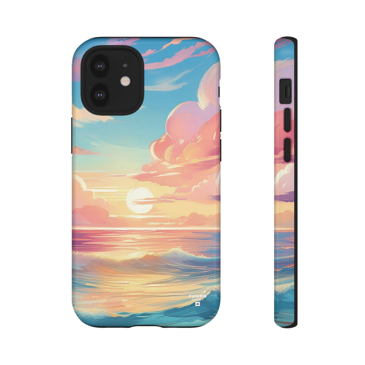 Pop Art Pastel Sky with Clouds Above the Ocean Phone Case