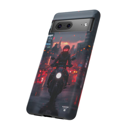 Futuristic Biker in the City Phone Case