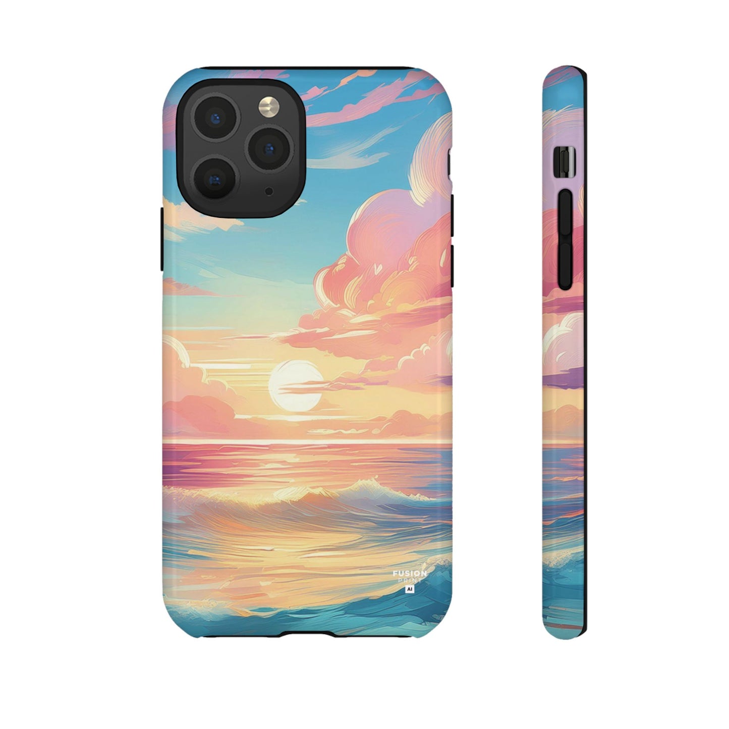 Pop Art Pastel Sky with Clouds Above the Ocean Phone Case