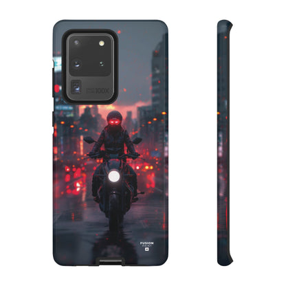 Futuristic Biker in the City Phone Case