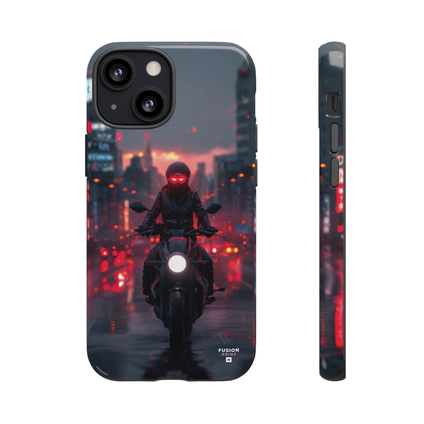 Futuristic Biker in the City Phone Case