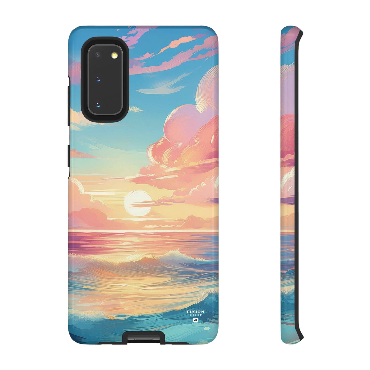 Pop Art Pastel Sky with Clouds Above the Ocean Phone Case