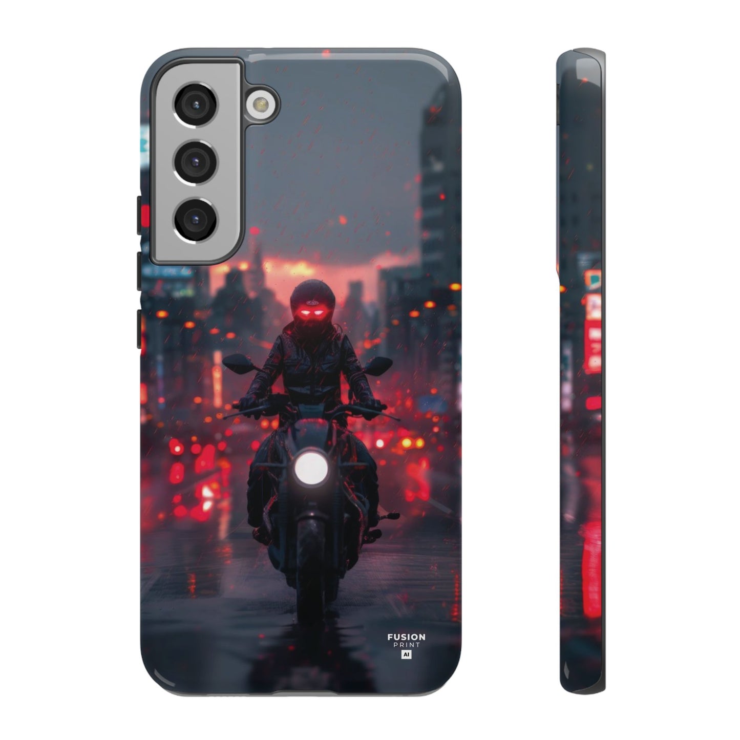 Futuristic Biker in the City Phone Case