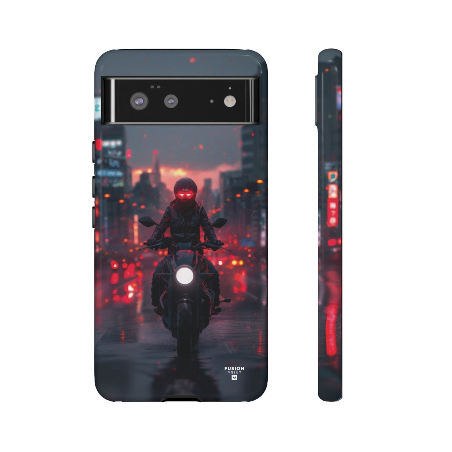 Futuristic Biker in the City Phone Case